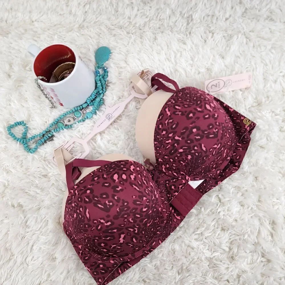 Chinese Laundry 42D Purple Cheetha multi use straps 2 pack Lined Sexy Bra